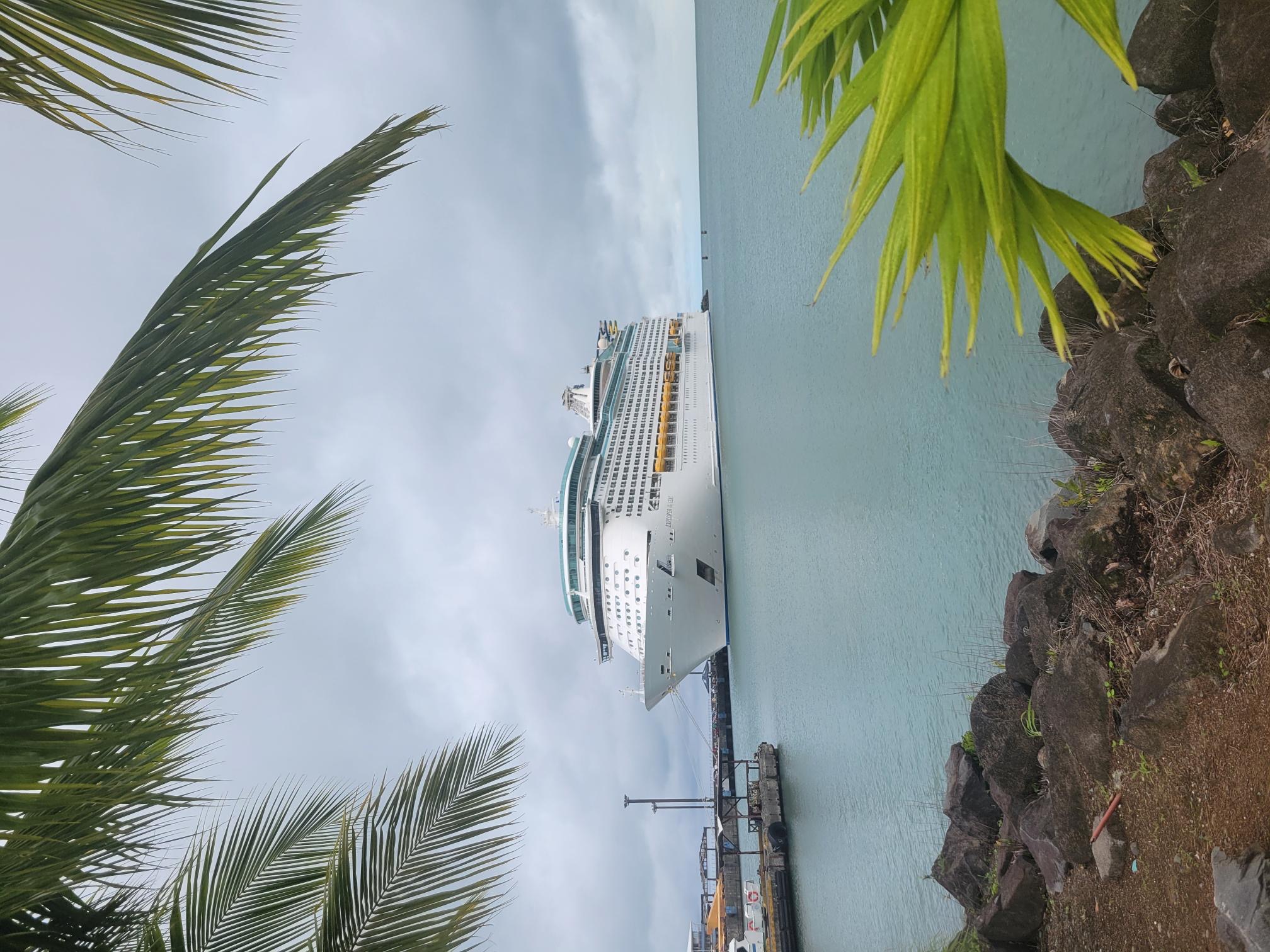 Cruise ship in tropical port